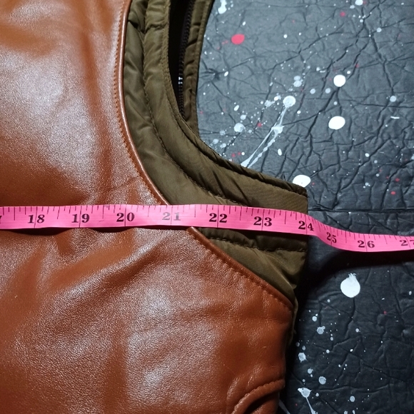 Schott NYC vintage 70s distressed leather down puffer hunting jacket / vest RARE - Picture 13 of 15